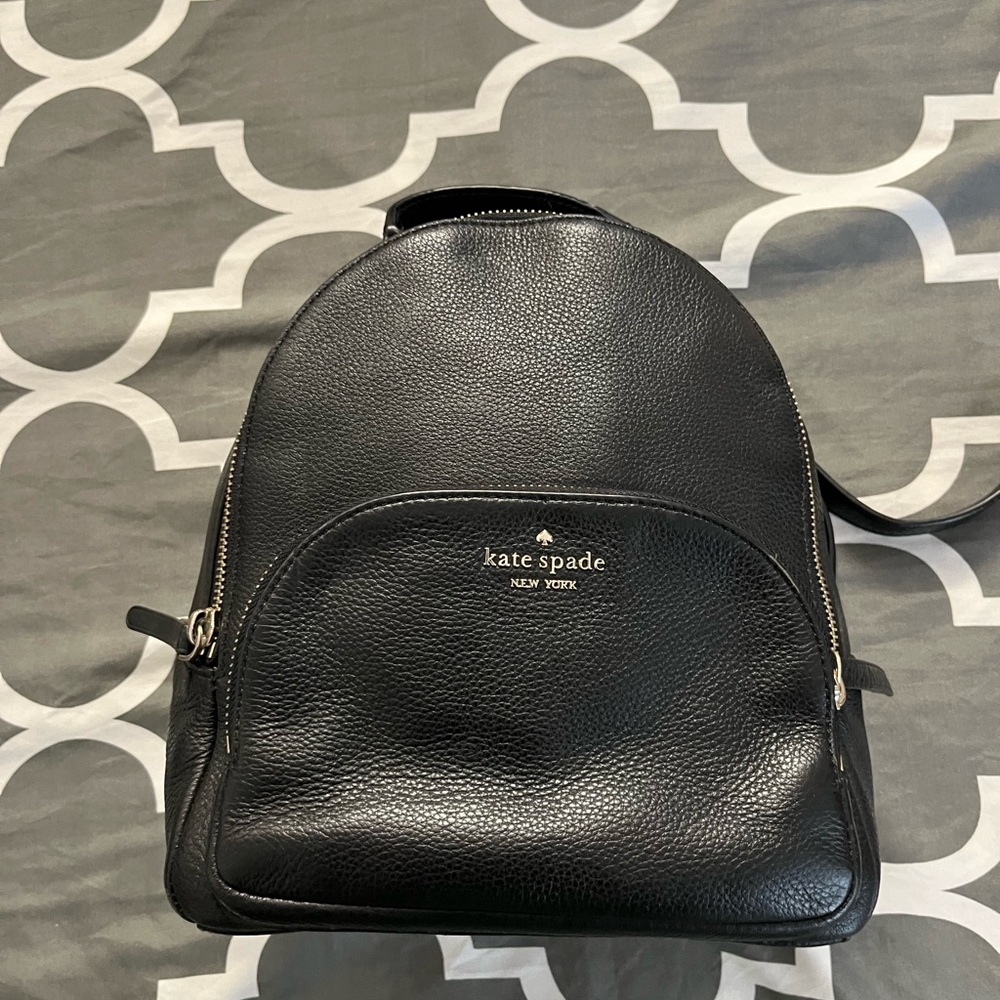 Kate Spade Black Leather Backpack with Dome Shape
